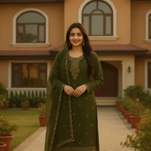 CRUSHED SILK CHURIDAR(mehandhi green colour)